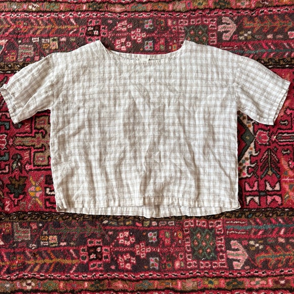 Eileen Fisher Tops - EUC Eileen fisher 100% linen gingham boxy top size medium